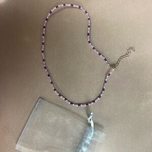 Purple and White Beaded Necklace